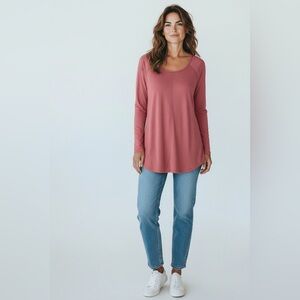 J. Jill Purejill Long Sleeve Shirttail Tunic Pink Size Large